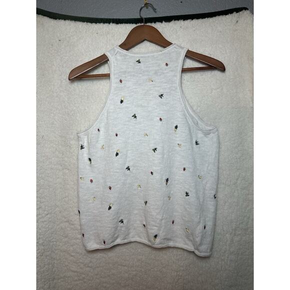 MADEWELL Fresca Sweater Tank Womens Sz S Fruit Embroidered Strawberry Pineapple - Picture 6 of 14